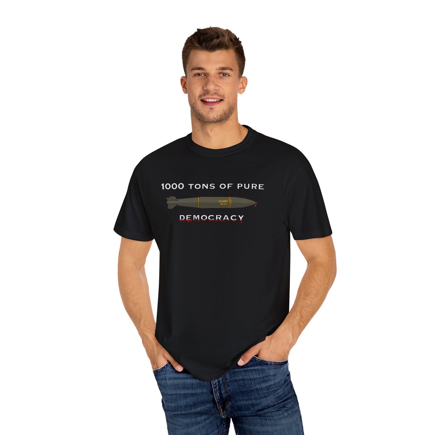 Pure Democracy Blk Unisex Garment-Dyed T-shirt